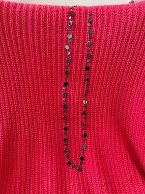 Long Black Disc Bead Necklac